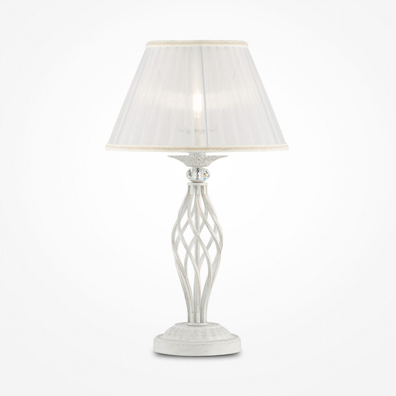 Lampa stołowa antyczna z abażurem Grace postarzany biały Maytoni