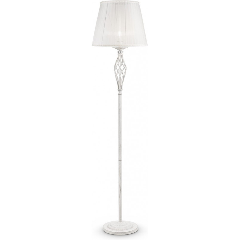 Lampa podłogowa antyczna z abażurem Grace postarzany biały Maytoni