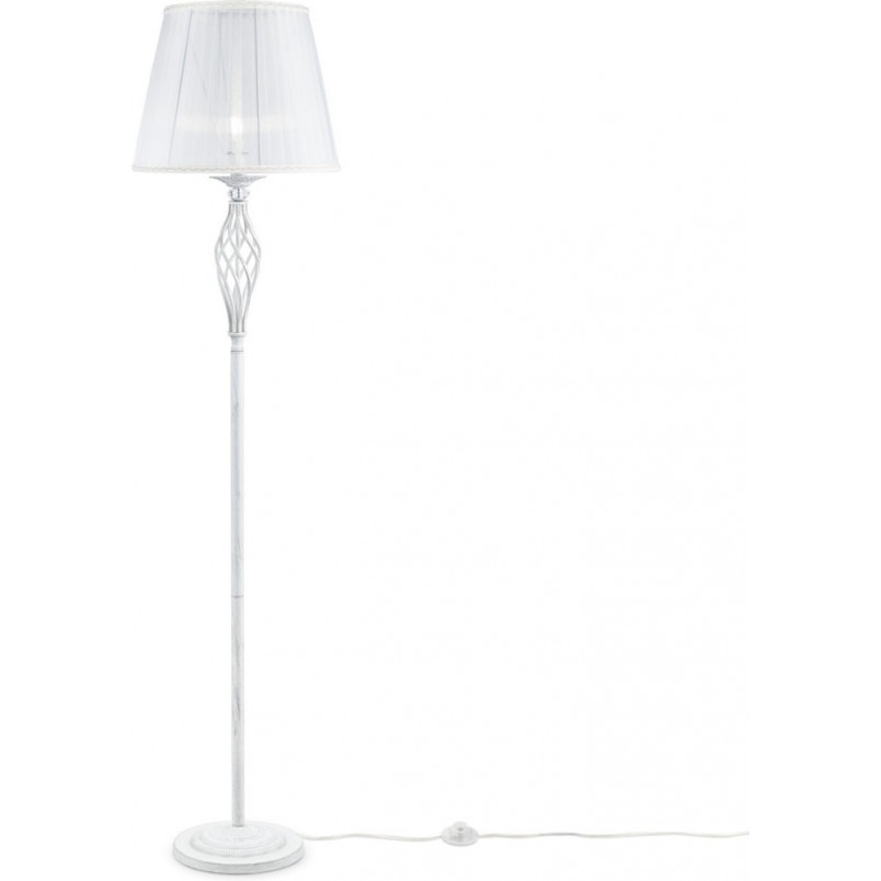 Lampa podłogowa antyczna z abażurem Grace postarzany biały Maytoni