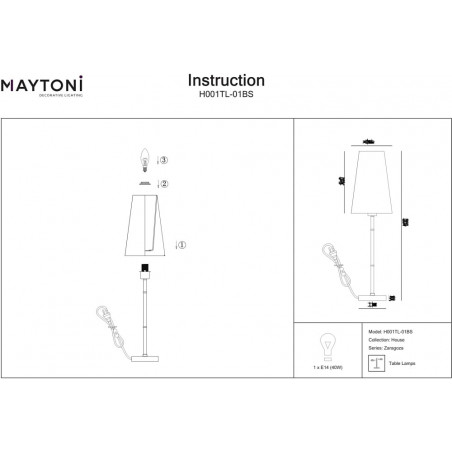 Lampa na komodę hampton Zaragoza biało-mosiężna Maytoni