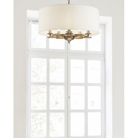 Lampa wisząca hampton z abażurem Anna 62cm beżowo-złota Maytoni