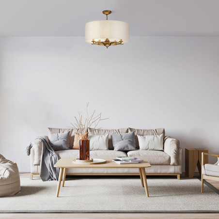 Lampa wisząca hampton z abażurem Anna 62cm beżowo-złota Maytoni