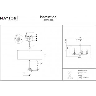 Lampa wisząca hampton z abażurem Anna 62cm beżowo-złota Maytoni