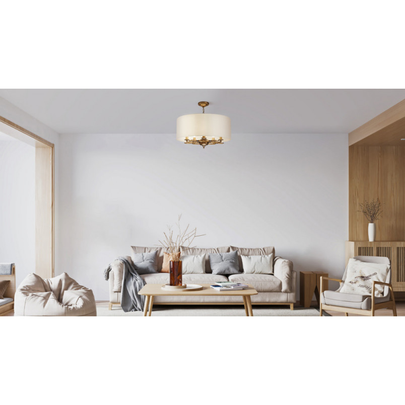 Lampa wisząca hampton z abażurem Anna 44,5cm beżowo-złota Maytoni