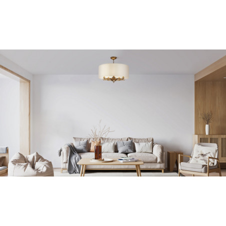 Lampa wisząca hampton z abażurem Anna 44,5cm beżowo-złota Maytoni