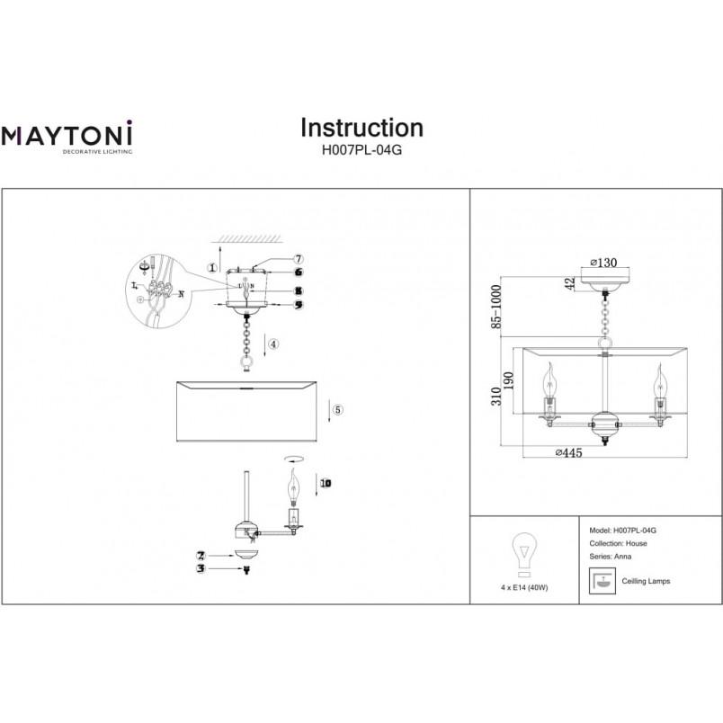 Lampa wisząca hampton z abażurem Anna 44,5cm beżowo-złota Maytoni