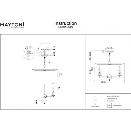 Lampa wisząca hampton z abażurem Anna 44,5cm beżowo-złota Maytoni