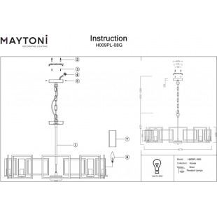 Lampa wisząca hampton Bowi 87,5cm złota Maytoni