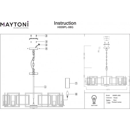 Lampa wisząca hampton Bowi 87,5cm złota Maytoni