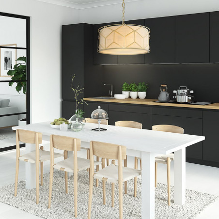 Lampa wisząca z dekoracyjnym abażurem Messina 45cm beżowo-złota Maytoni