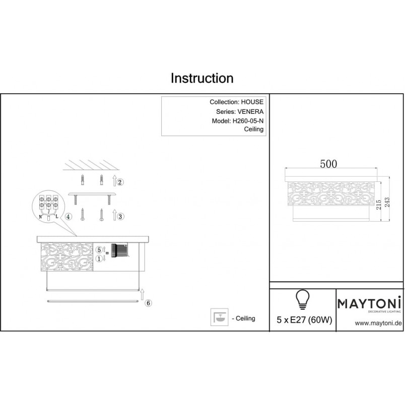 Plafon orientalny z abażurem Venera 50cm mosiądz / len Maytoni