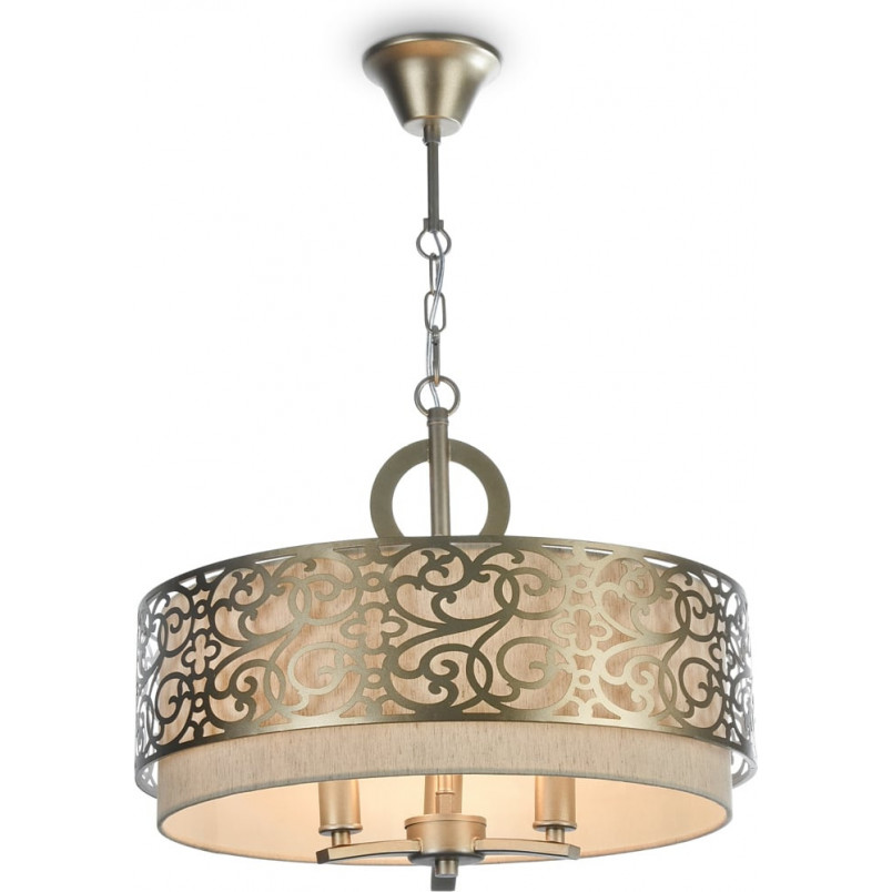 Lampa orientalna z abażurem Venera 46,4cm mosiądz / len Maytoni