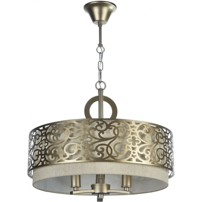 Lampa orientalna z abażurem Venera 46,4cm mosiądz / len Maytoni