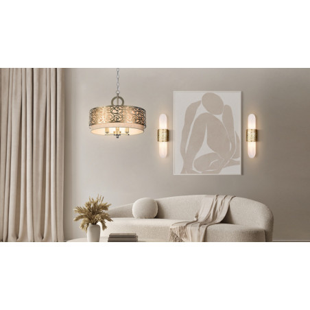 Lampa orientalna z abażurem Venera 46,4cm mosiądz / len Maytoni