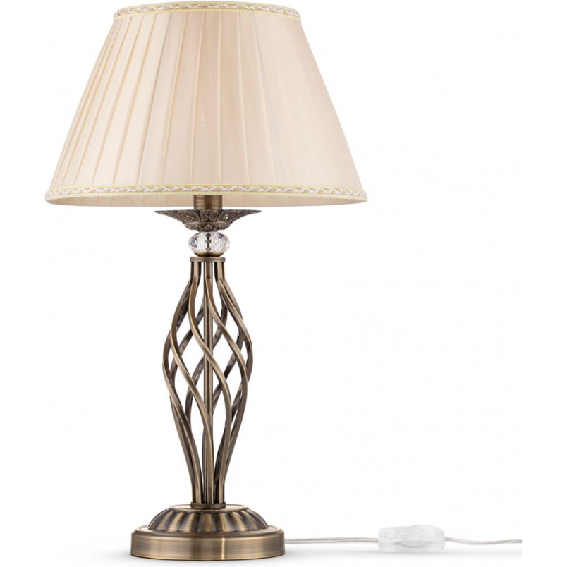 Lampa stołowa antyczna z abażurem Grace beż / brąz Maytoni