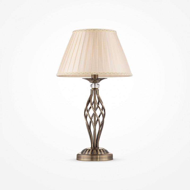 Lampa stołowa antyczna z abażurem Grace beż / brąz Maytoni