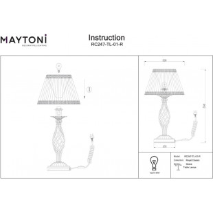 Lampa stołowa antyczna z abażurem Grace beż / brąz Maytoni