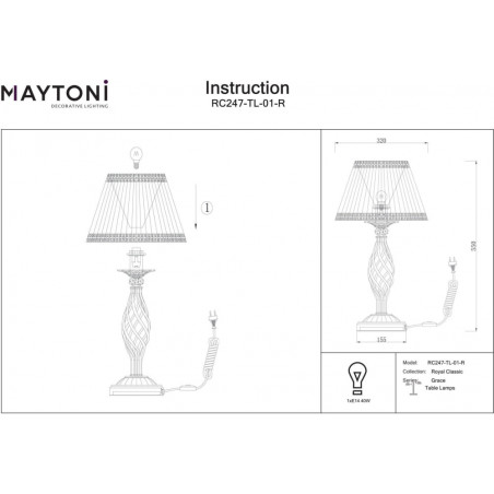 Lampa stołowa antyczna z abażurem Grace beż / brąz Maytoni