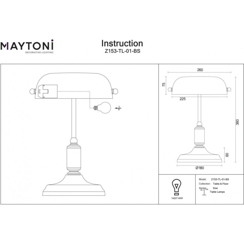 Lampa bankierska na biurko Kiwi zielony / mosiądz Maytoni