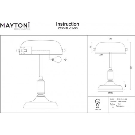 Lampa bankierska na biurko Kiwi zielony / mosiądz Maytoni