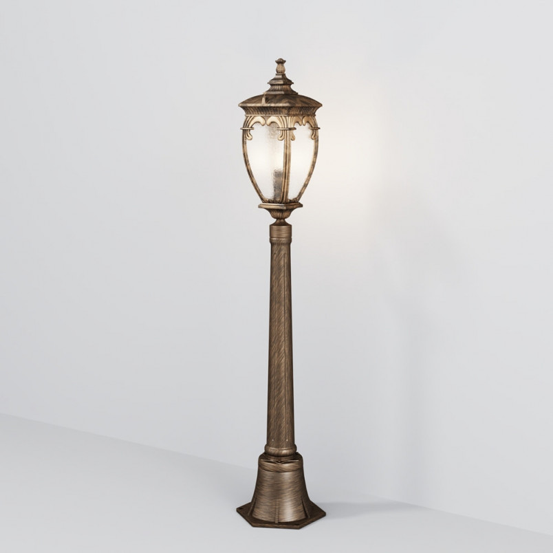 Słupek ogrodowy latarnia retro Fleur 113cm przecierany czarno-złoty Maytoni