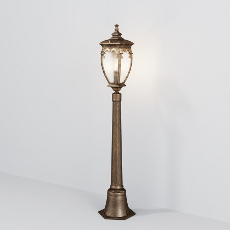 Słupek ogrodowy latarnia retro Fleur 113cm przecierany czarno-złoty Maytoni