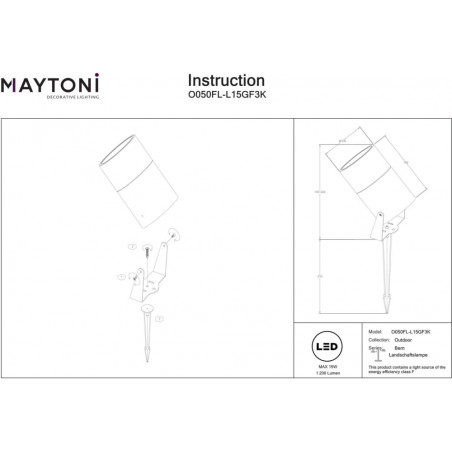 Reflektor ogrodowy Bern LED 3000K 10,8cm grafitowy Maytoni