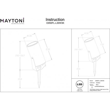 Reflektor ogrodowy Bern LED 3000K 13cm biały Maytoni