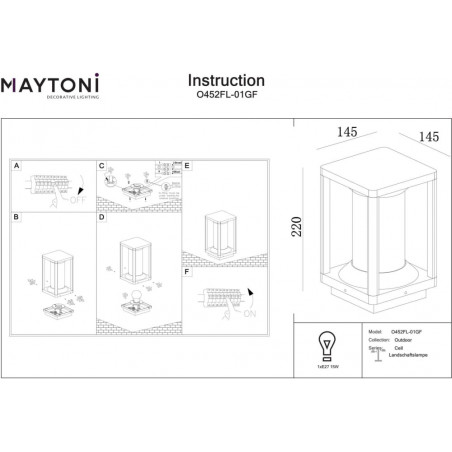 Lampa zewnętrzna stojąca loft Cell 22cm grafitowa Maytoni