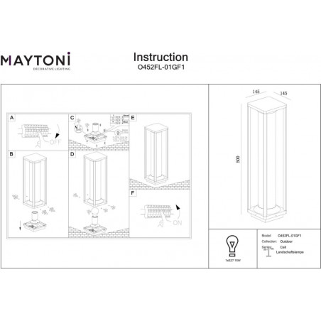 Lampa zewnętrzna stojąca loft Cell 50cm grafitowa Maytoni