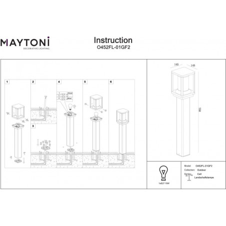 Lampa zewnętrzna stojąca loft Cell 75cm grafitowa Maytoni