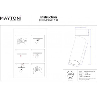Reflektor sufitowy Focus LED 3000K 5,2cm mosiężny Maytoni