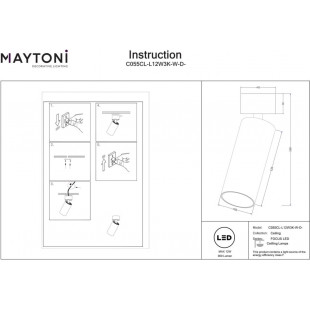 Reflektor sufitowy ściemniany Focus LED 3000K 5,2cm biały Maytoni