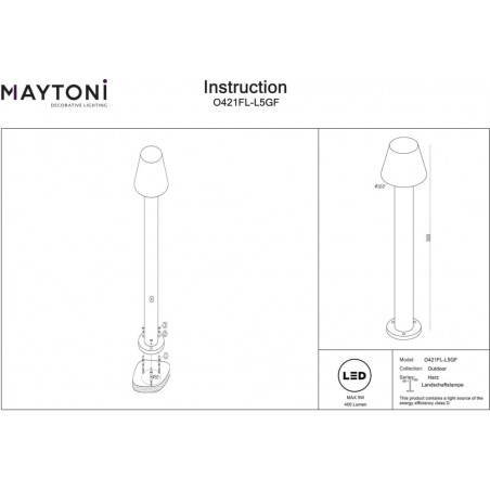 Lampa zewnętrzna stojąca Harz LED 3000K 80cm grafitowa Maytoni