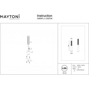 Lampa zewnętrzna stojąca Lit LED 3000K 78,5cm grafitowa Maytoni