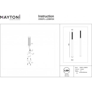 Lampa zewnętrzna stojąca Lit LED 3000K 198,6cm brązowa Maytoni