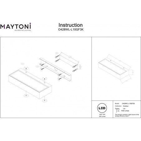 Kinkiet na elewację góra-dół Lot LED 3000K 12cm czarny Maytoni
