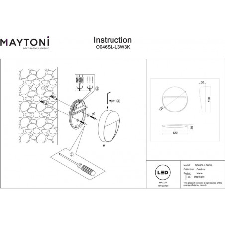 Lampa zewnętrzna - oświetlenie schodów Mane Round LED 12cm biała Maytoni