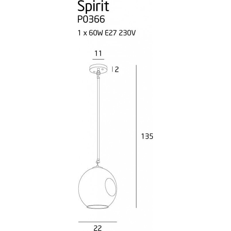 Lampa wisząca szklana kula Spirit 22 Dymiona marki MaxLight