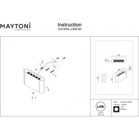 Kinkiet elewacyjny nowoczesny Pull LED 3000K grafitowy Maytoni