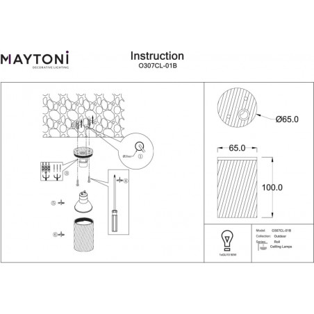 Lampa spot zewnętrzna Roll 6,5cm czarna Maytoni