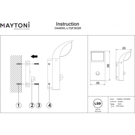 Kinkiet elewacyjny z czujnikiem ruchu Stock LED 3000K grafitowy Maytoni