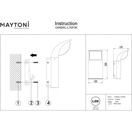 Kinkiet elewacyjny Stock LED 3000K grafitowy Maytoni