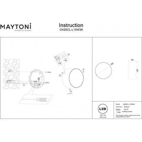 Plafon zewnętrzny Zon IP LED 3000K 12cm biały Maytoni