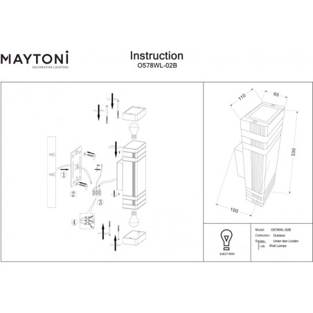 Kinkiet elewacyjny Unter den Linden czarny Maytoni