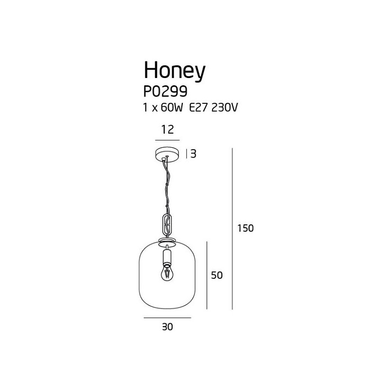 Lampa wisząca szklana nowoczesna Honey 30 Bursztynowa marki MaxLight