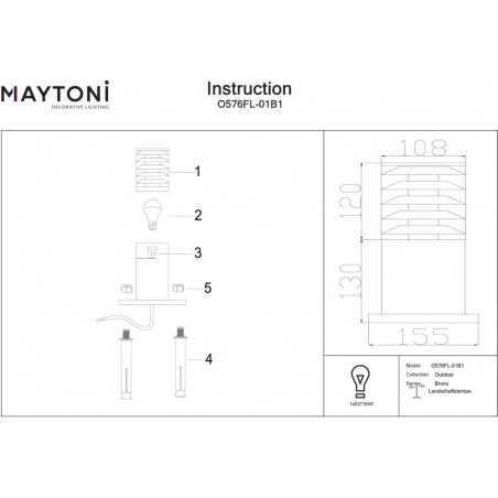 Lampa ogrodowa stojąca Bronx 25cm czarna Maytoni