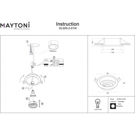 Lampa podtynkowa spot okrągła Atom II 9,2cm biała Maytoni