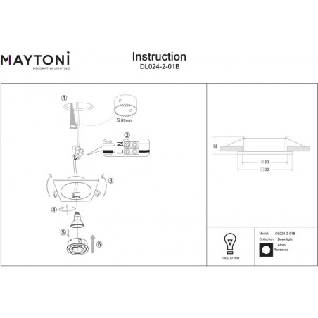 Lampa podtynkowa spot kwadratowa Atom 9,2x9,2cm czarna Maytoni