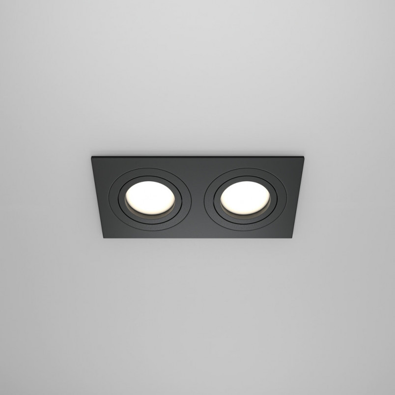 Lampa podtynkowa spot 2 punktowa Atom 17,5x9,2cm czarna Maytoni